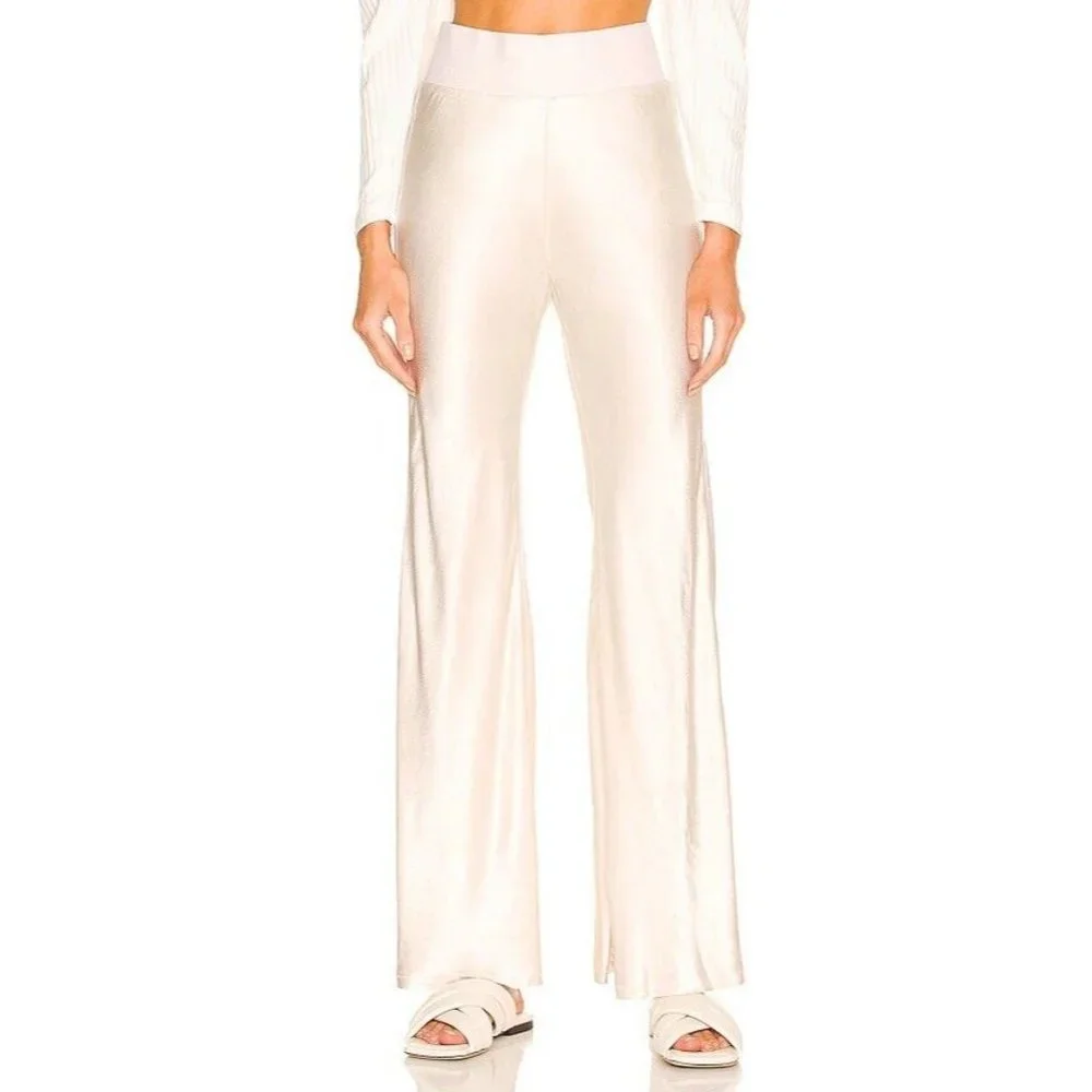 Enza Costa Satin Wide Leg Pants Antique White Satin Bell